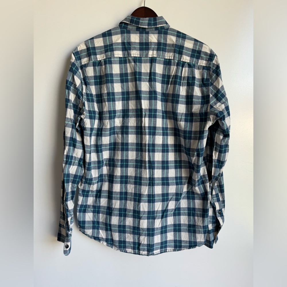 Marine Layer Tahoe Flannel Shirt Men Large Blue Green plaid button down cotton - Picture 6 of 8